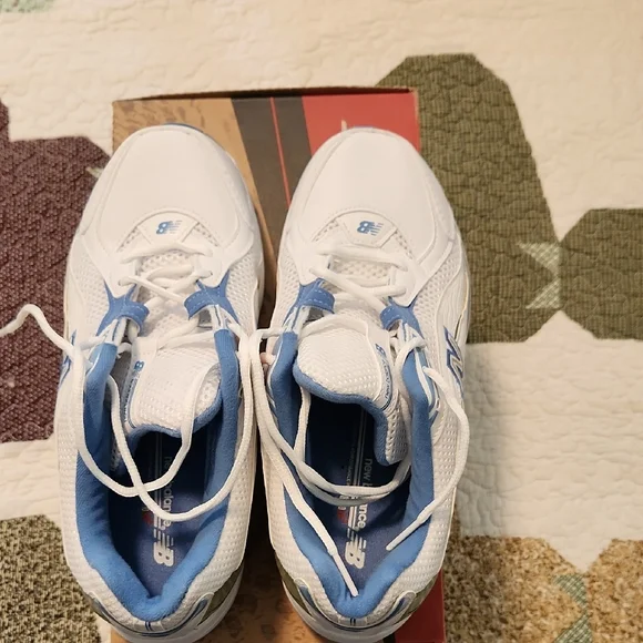 New Balance White and Blue Running Shoes - Picture 3 of 4